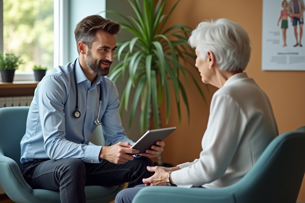 Jeune homme utilisant une tablette dans une salle d