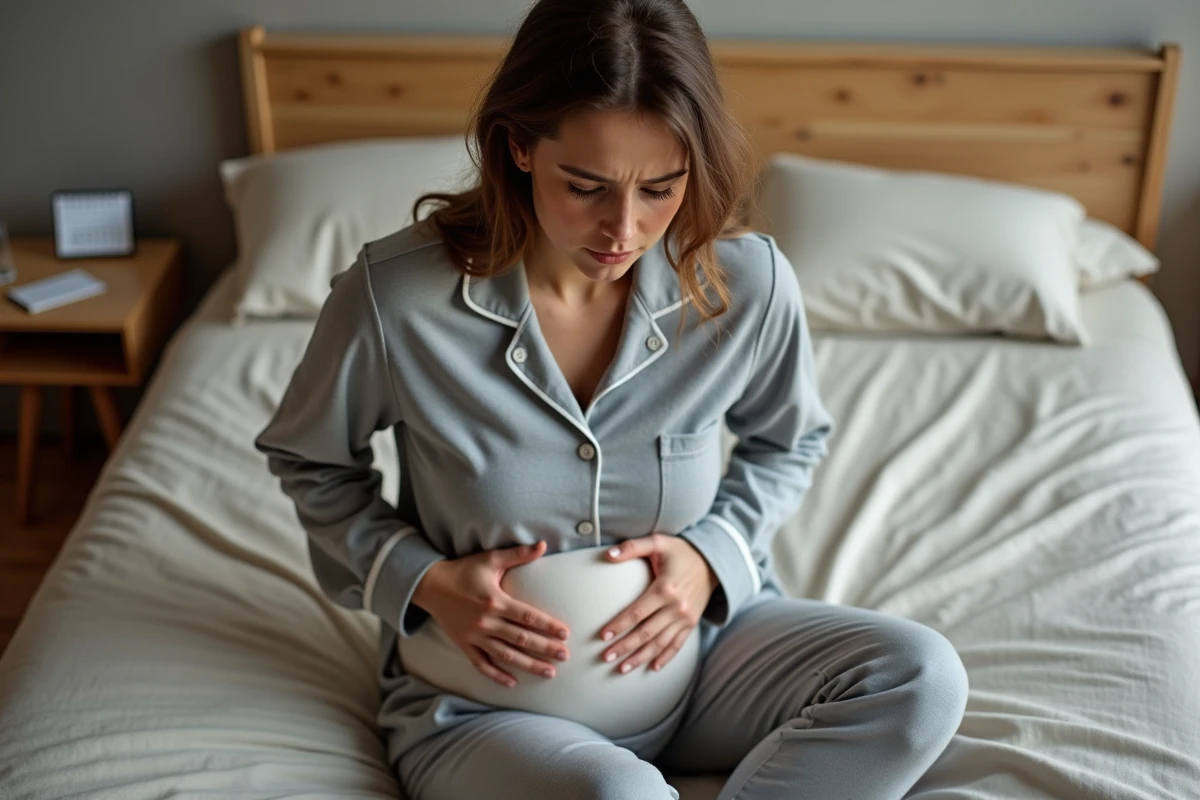 Femme tenant une bouillotte contre son ventre en raison de douleurs menstruelles liées aux kystes ovariens