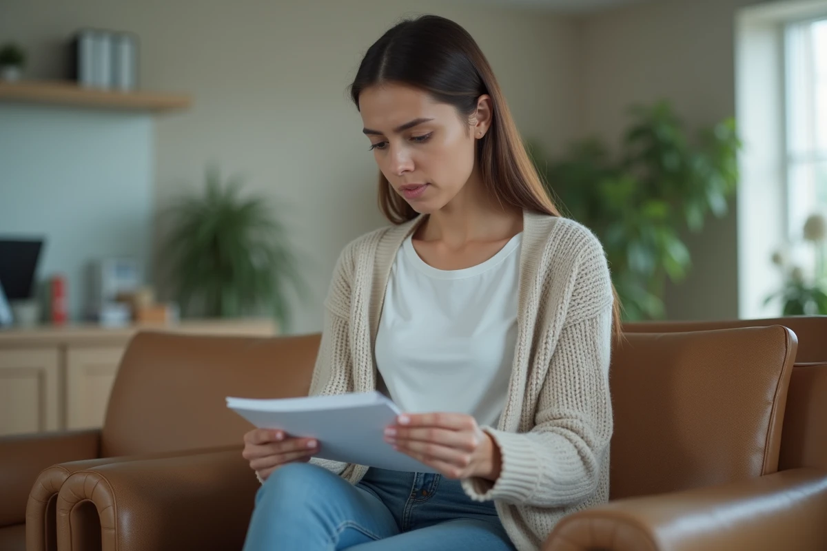 Jeune femme attend anxieusement dans une salle d attente