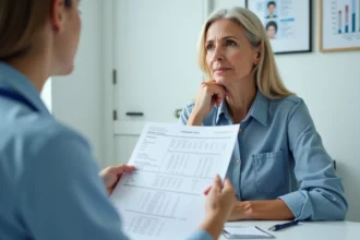 Femme attentive lors d'une consultation médicale