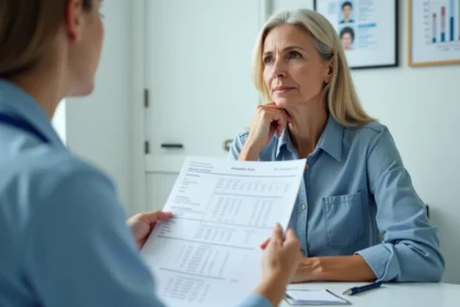 Femme attentive lors d'une consultation médicale