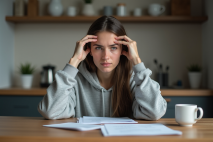 Jeune femme fatiguée dans la cuisine moderne