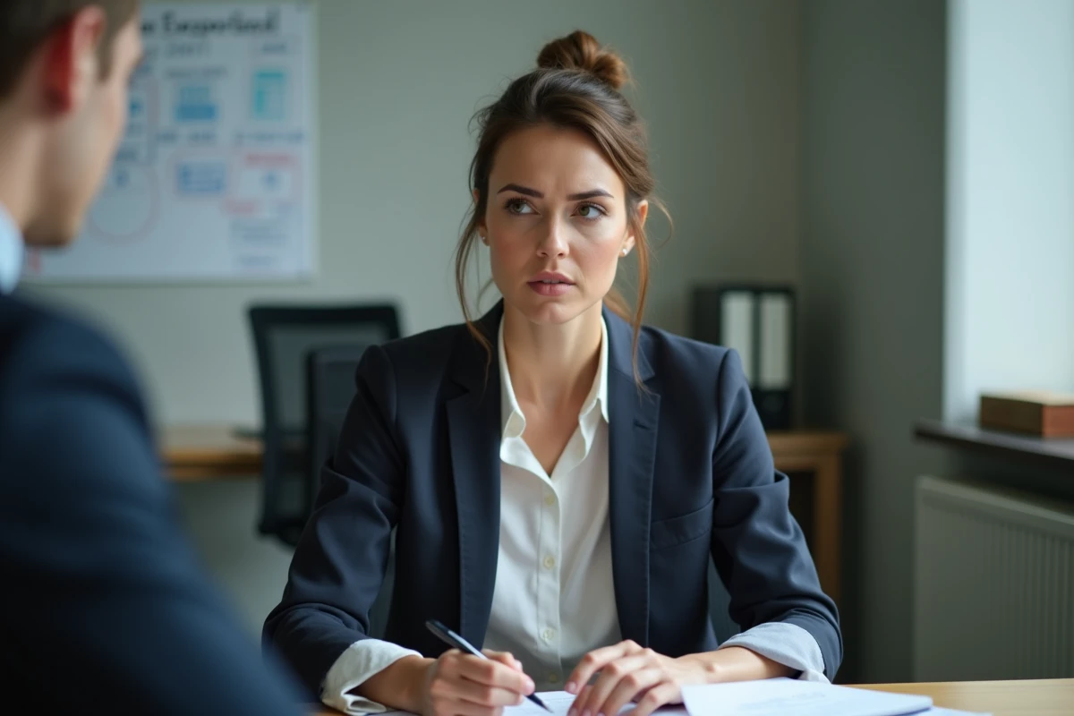 Femme gestionnaire examinant des documents en réunion