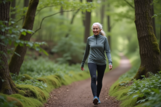Femme senior en pleine nature lors d'une randonnée