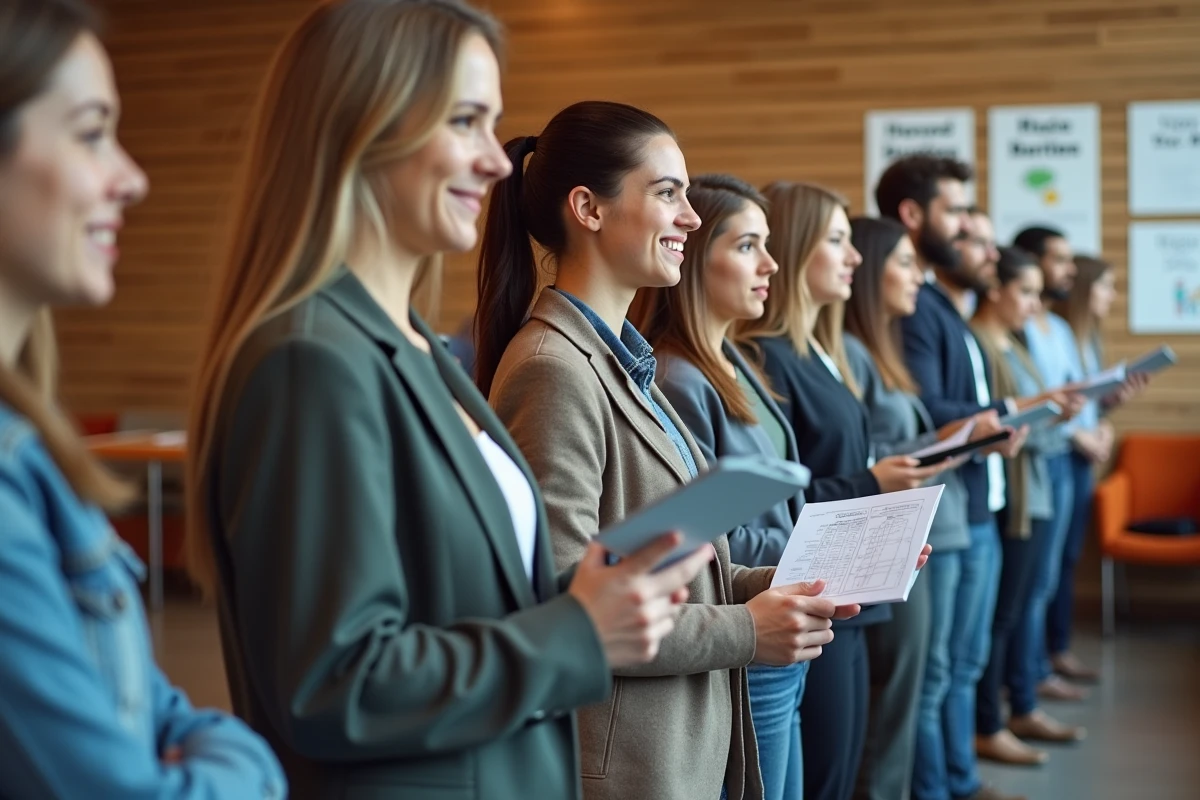 Jeunes en file d attente dans un centre de don