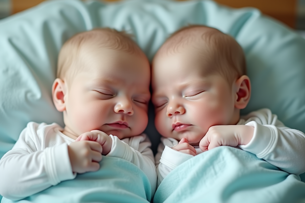 Bebes jumeaux endormis dans un lit d