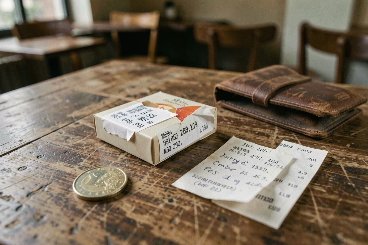Gros plan sur un paquet de cigarettes avec étiquette de prix en euros sur une table de café en Allemagne