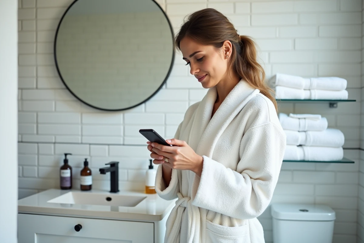 Femme suivant son cycle menstruel irrégulier sur une application liée aux symptômes des kystes ovariens